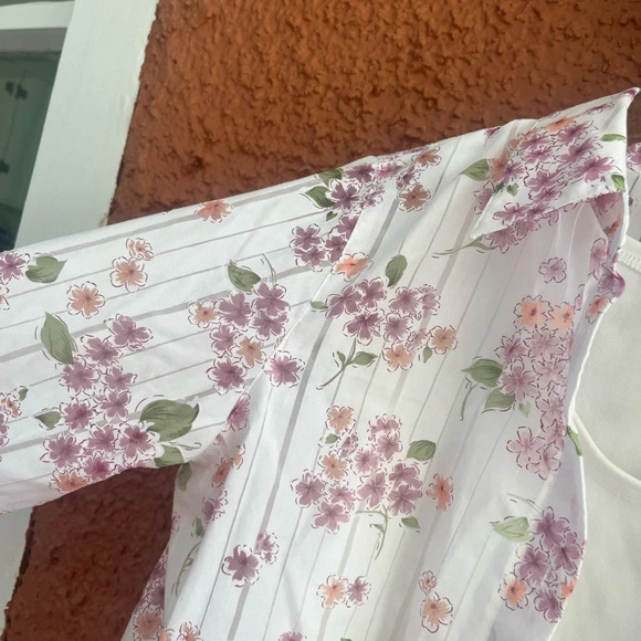 Alfred Dunner Womens Size 6Petite Pink Floral Button Up Blouse Top Spring - Picture 3 of 9